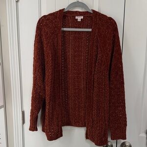 Xhilaration Open-Front Chunky Knit Cardigan - Rust Brown